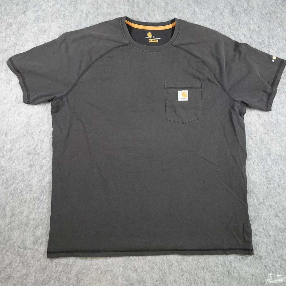 Carhartt Shirt Men Extra Large Black Force Relaxed Fit Pocket Crew Neck Raglan